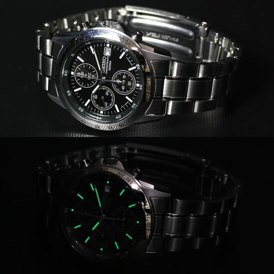 SEIKO Chronograph SND367P1 (aka SND367PC)Men’s Watch Black Silver NEW in Box