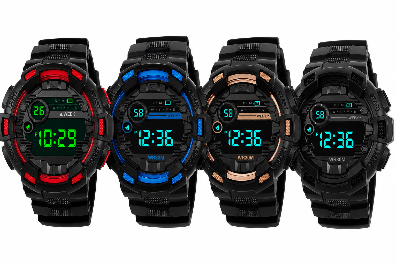 Men’s Digital Sports Watch LED Luminous Multifunction Military Wristwatch