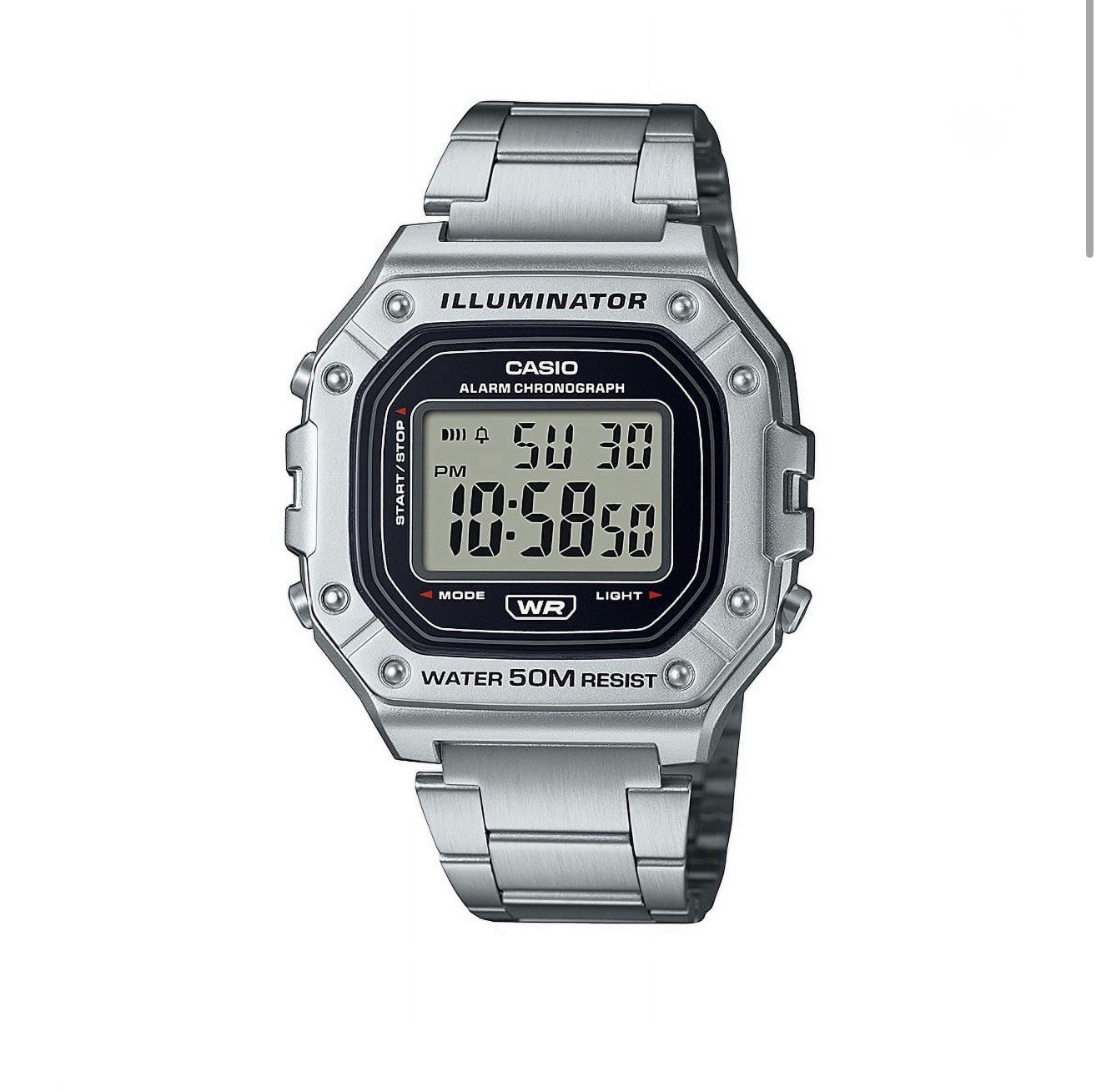 Casio Standard Digital Silver Stainless Steel Band Watch W218HD-1A