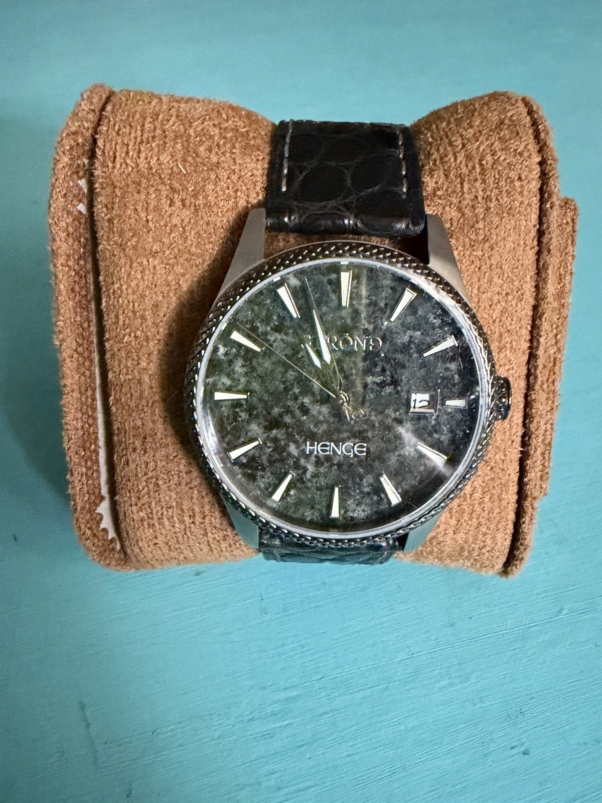 STROND HENGE Automatic Watch Green Marbled Dial Black alligator leather