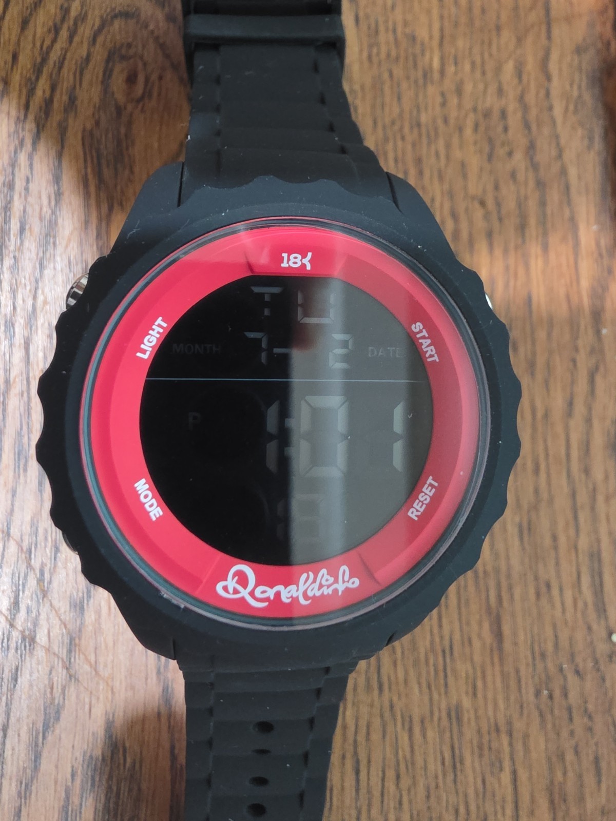 Ronaldinho Gaucho Digital Quartz Alarm Day/Date Black Rubber Strap