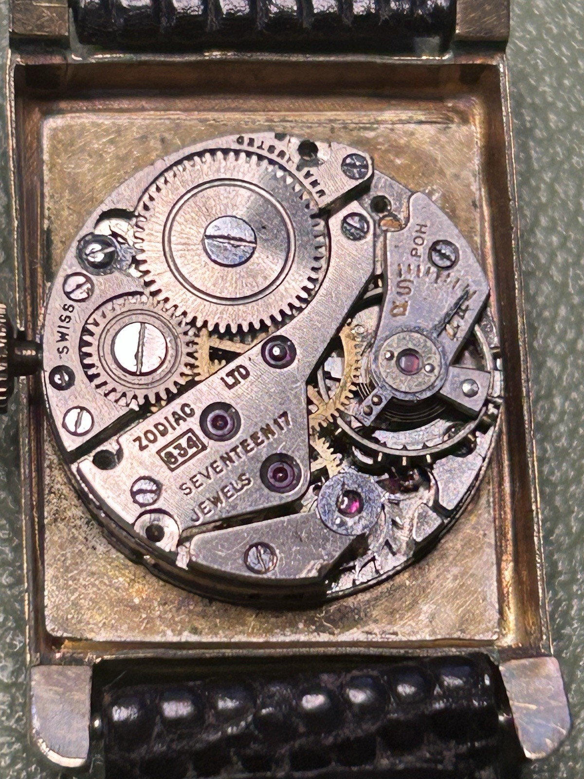 Vintage 1940s Zodiac Tank Watch 10K GF Caliber 834 17J Manual Running – As-Is