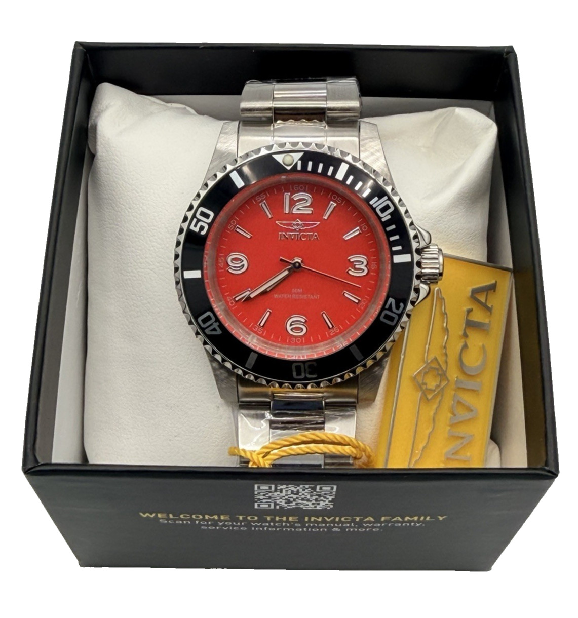 Invicta Specialty Rowan Men’s 40mm Watch Silver Red Black Stainless Steel 49350