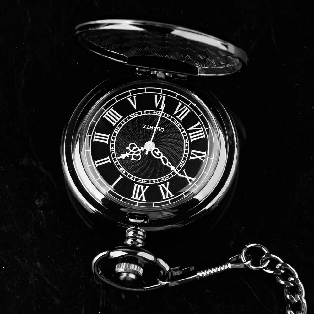 Smooth Double Hunter Case Wind Up Mechanical Fob Pocket Watch W/Chain Men Women