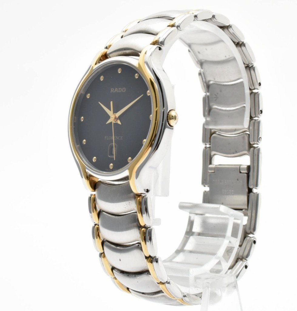 Vinatge [N MINT] RADO Florence 129.3644.4 Gold Black Dial 32mm Men’s Watch JAPAN