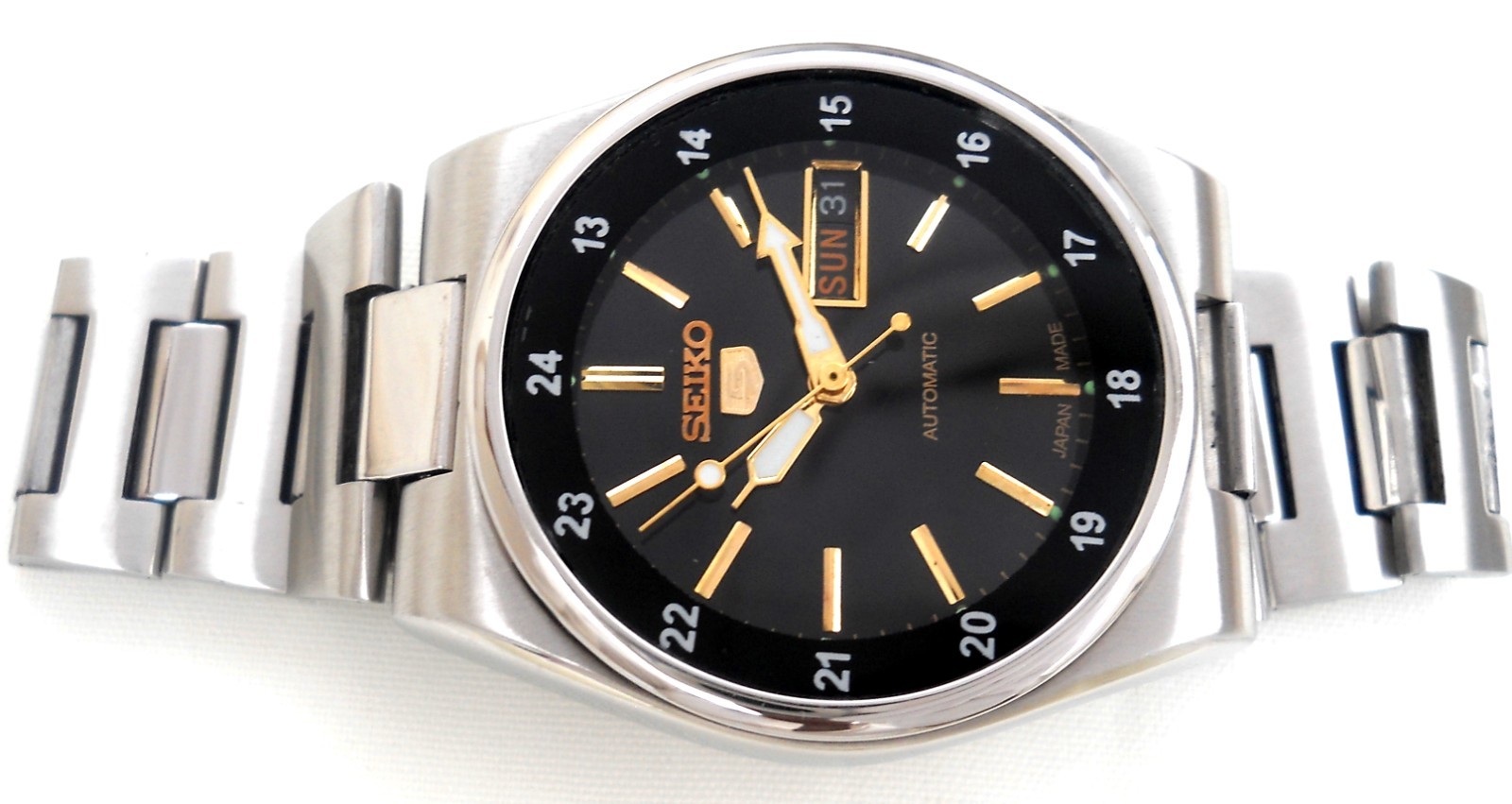 Vintage Seiko 5 Automatic Watch Custom Modification Black Dial 24H Movt 6309