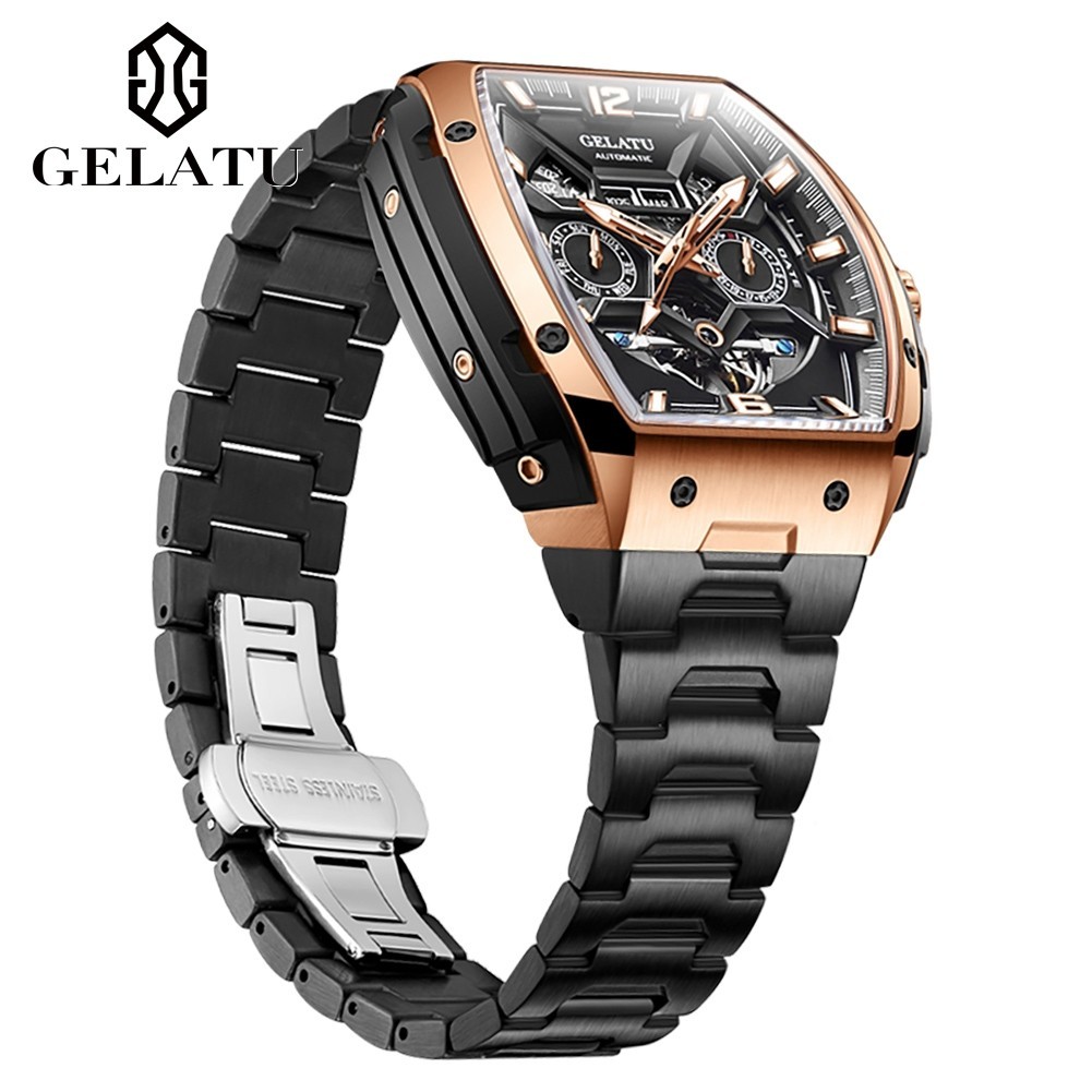 GELATU Men’s Full Automatic Mechanical Watch, Sapphire Mirror, Complete Calendar