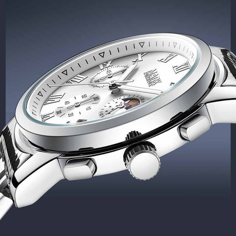 MARK FAIRWHALE Men’s Gift Calendar Moon Phase Chronograph Luminous Quartz Watch