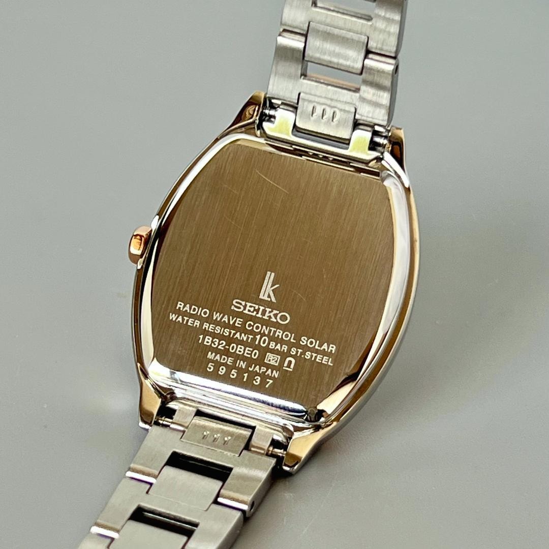 SEIKO LUKIA SSVW214 1B32 Radio Solar Tonneau Watch Pink Goldtone 27.7×36.3mm