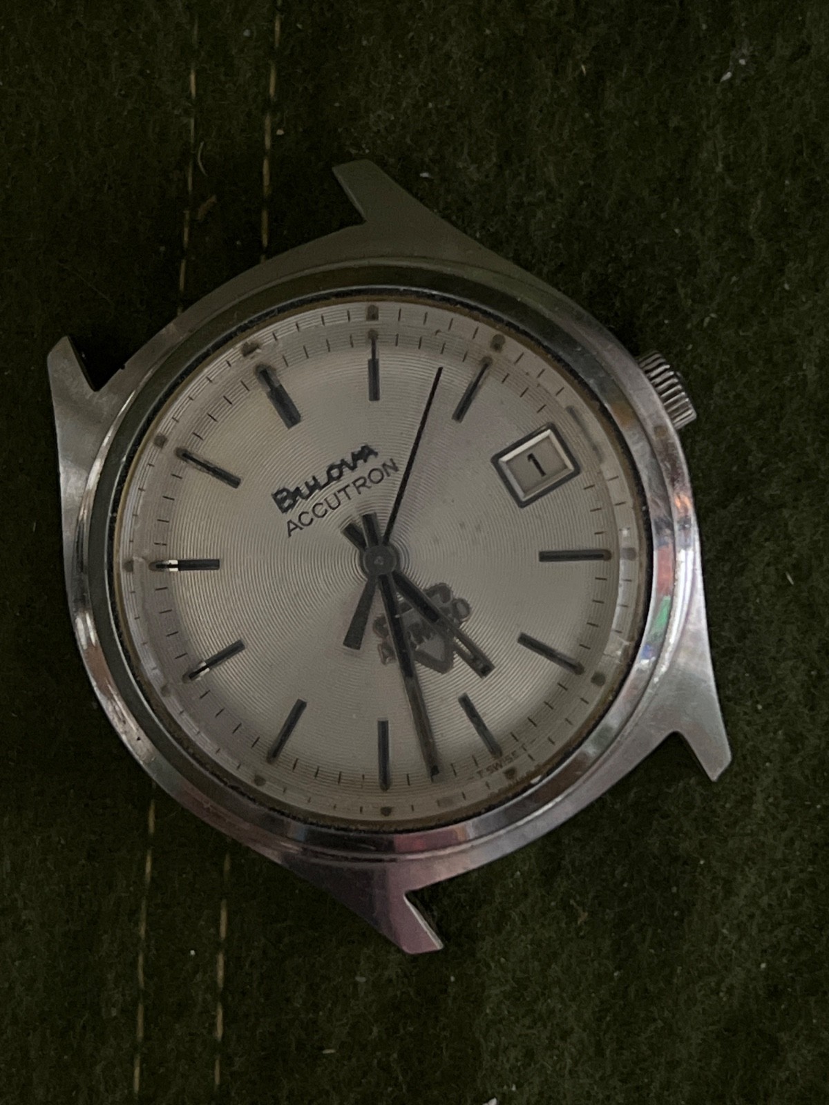 Vintage Bulova Accutron N7 35mm Watch Quartz Head Only – WORKS! Lug Hole Issue.