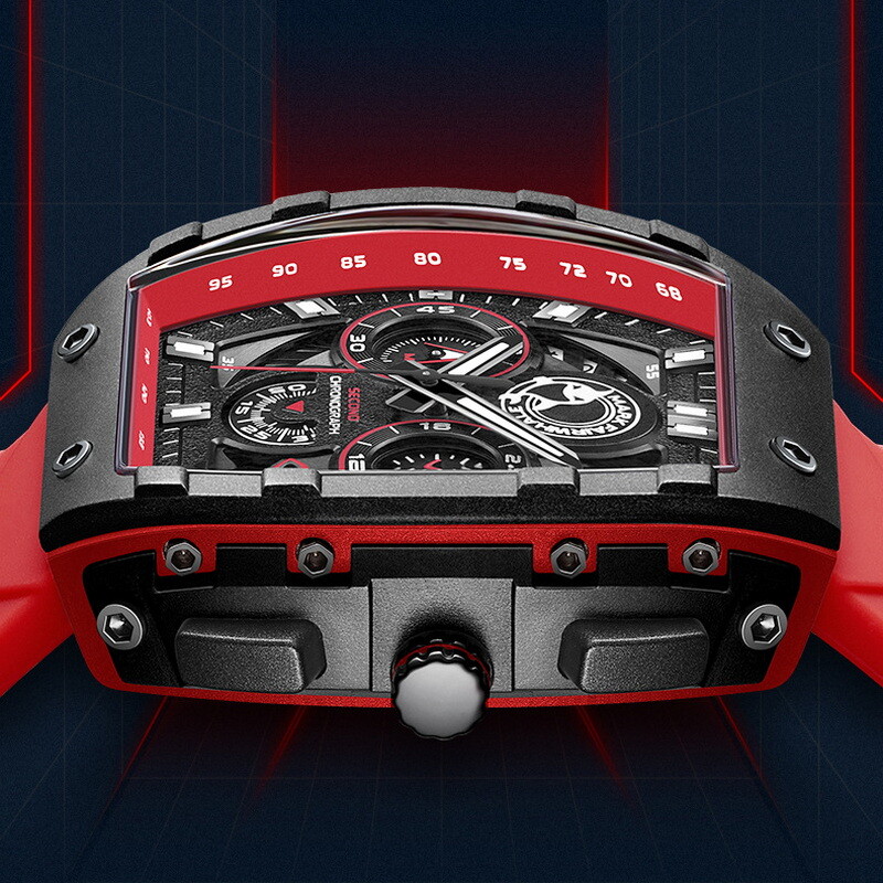 MARK FAIRWHALE Tonneau Luminous Multifunction Chronograph Calendar Quartz Watch