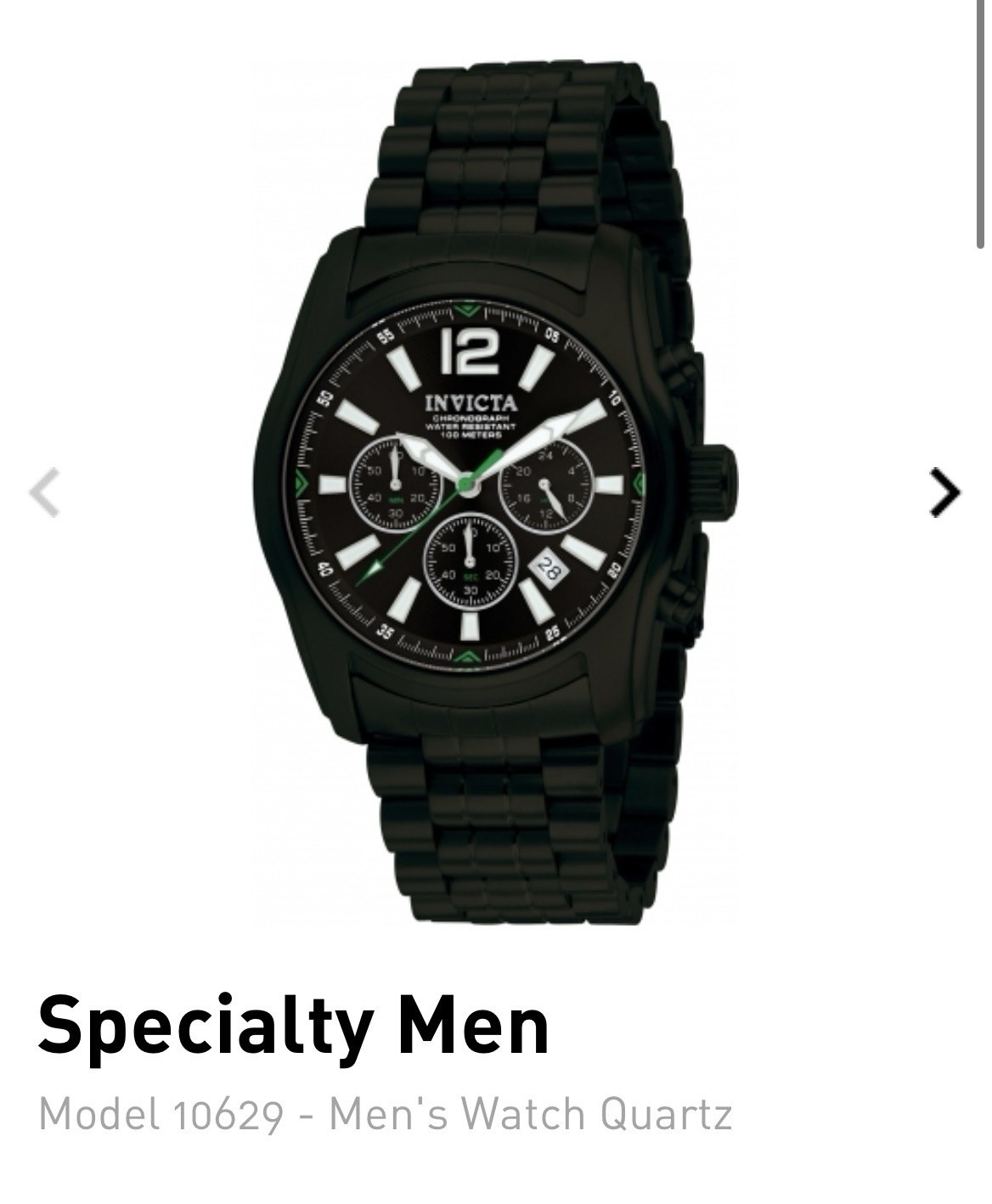 Invicta Men’s Black Stainless Steel Flame Fusion Crystal 100m 44mm – Used