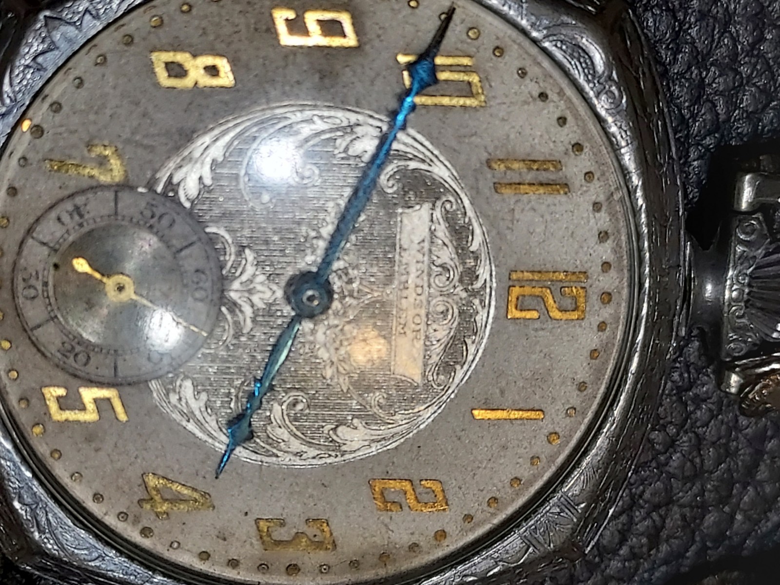 Vintage Art Deco Windsor Emblem Pocket Watch Jagot Swiss 6J Ticks Chain RUNS