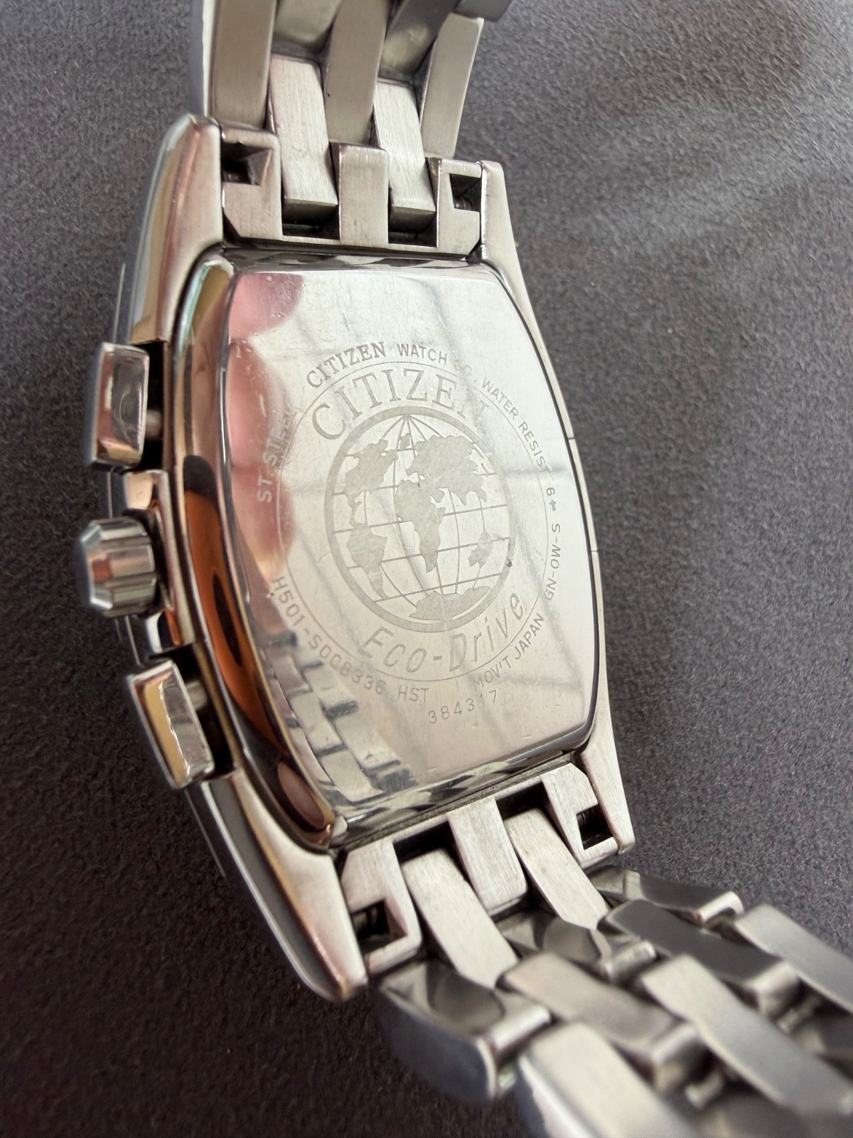 Citizen Eco-Drive Tonneau Chronograph Stainless Steel Men’s Watch – H501-S008336