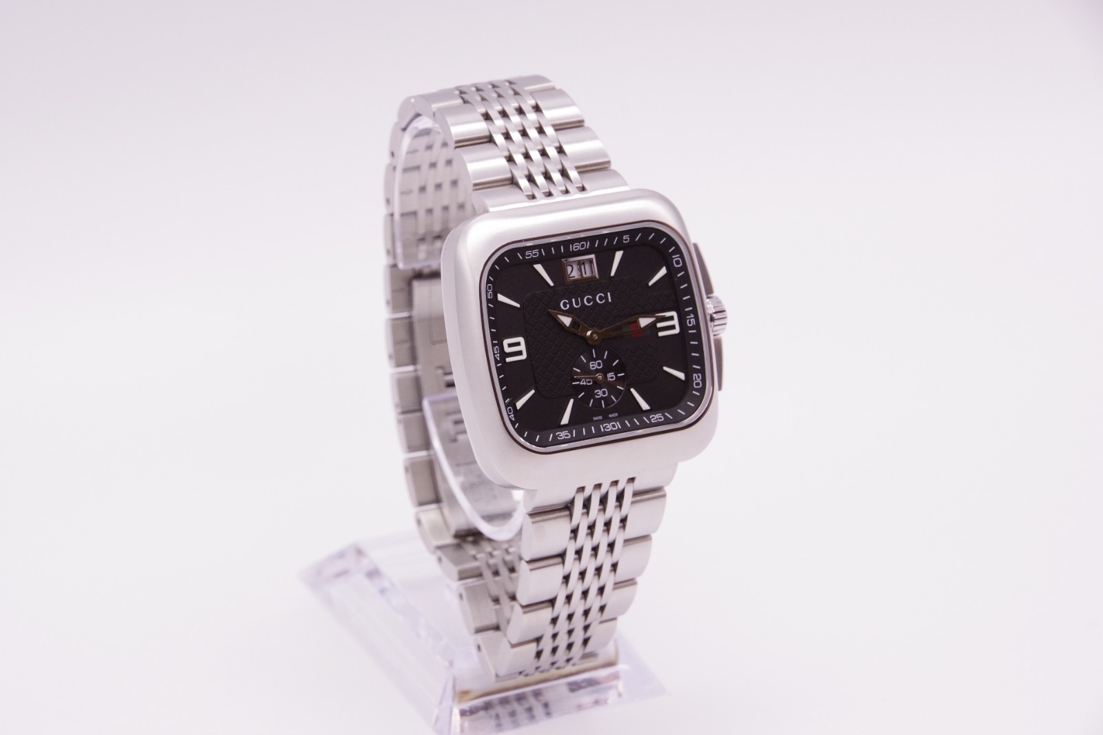 🎦New Batt [MINT w/Box] GUCCI Coupe 131.3 Black Dial Small Second Qz Men’s JAPAN
