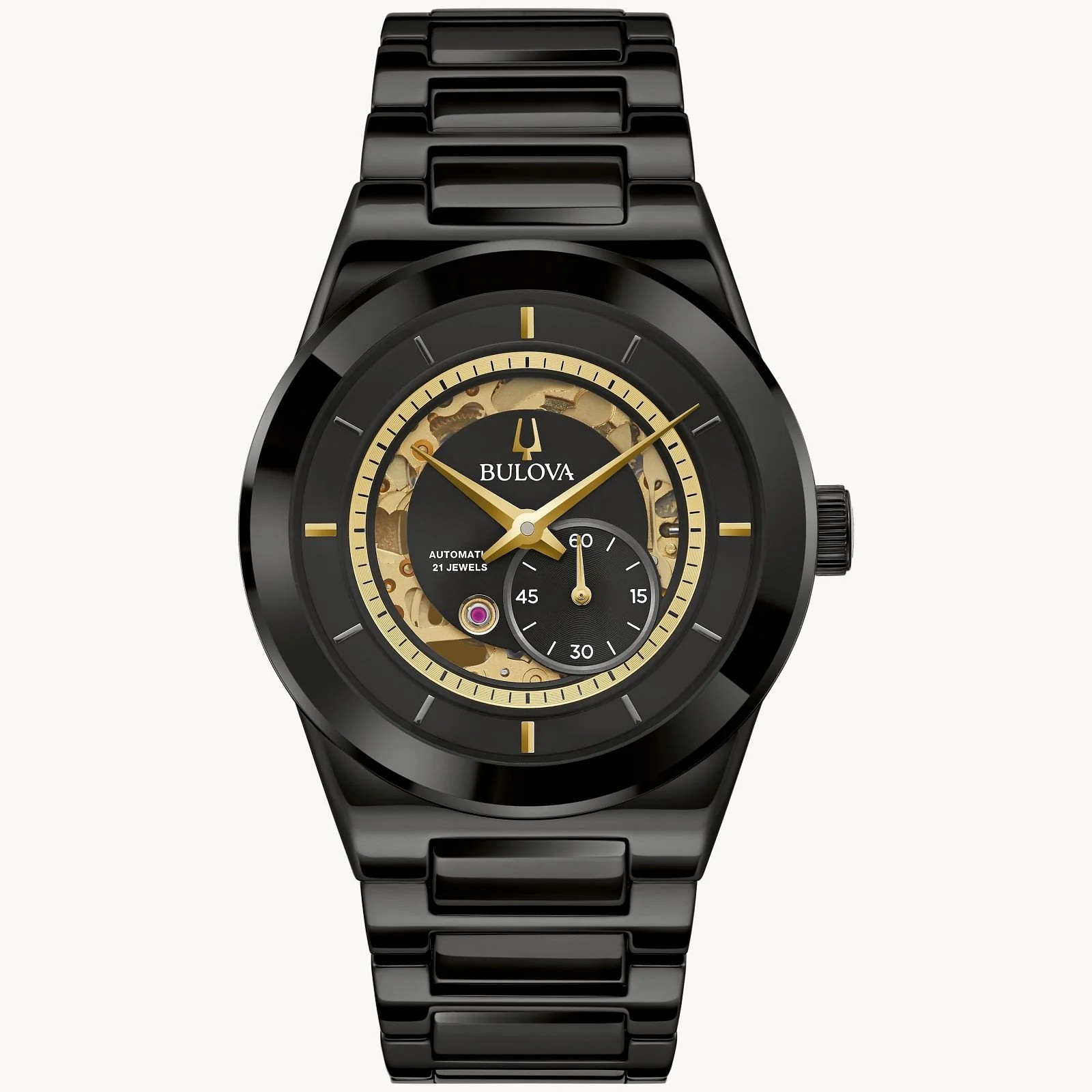 Bulova Black Mens Analogue Watch Millennia Collection 98A291