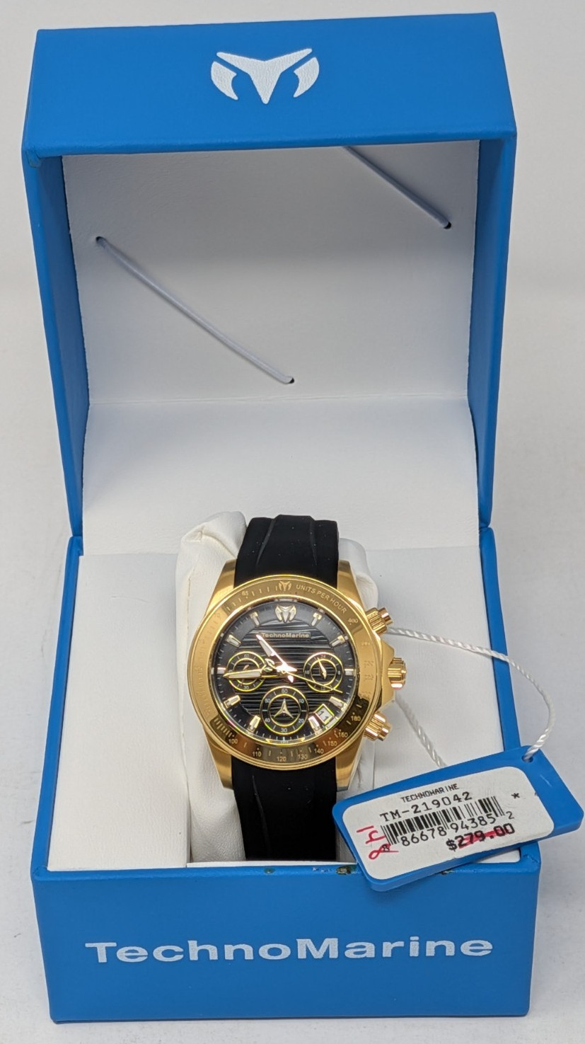 TechnoMarine Manta Ray TM-219042 Gold Black Silicone 38mm Watch Box Tag