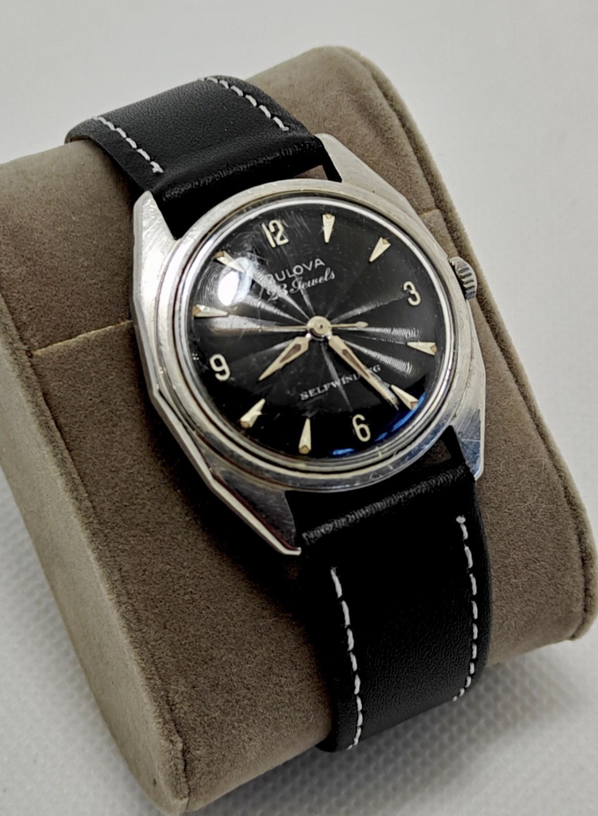 Vintage 1960 Bulova 23 “QAW” Men’s Self-Winding Black Dial Watch