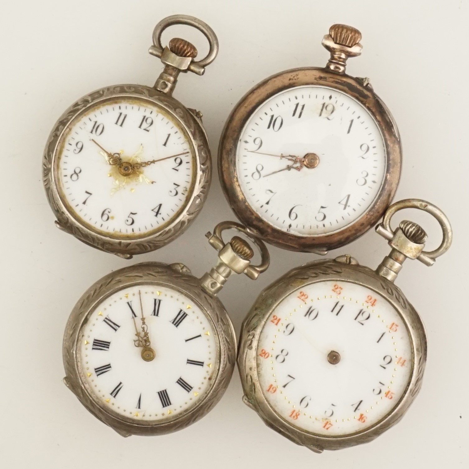 4x Silver Pocket Watch no fusee duplex gold pl wrist repeater chronograph scrap