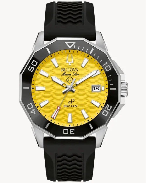 Bulova Marine Star Precisionist 96B431 Yellow Dial Date Display Men’s Watch