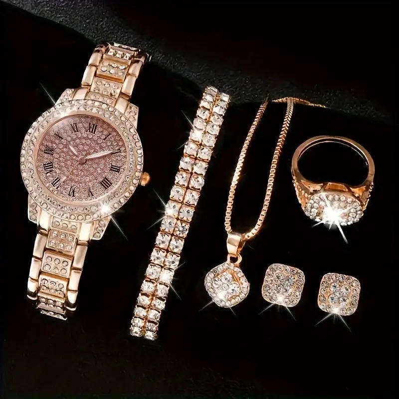 LP09 Luxury Women’s Quartz Watch Full Diamond Roman Numeral Bracelet 32mm
