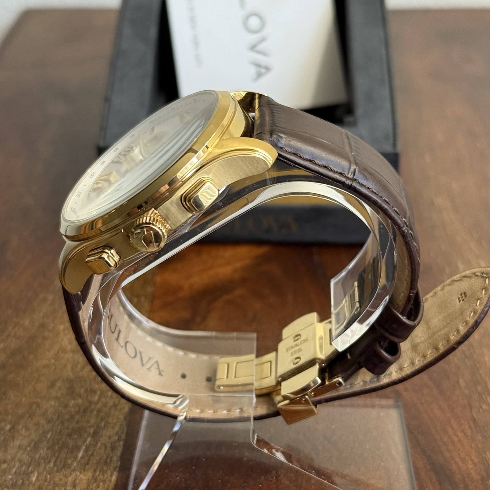 Bulova Men’s Classic Wilton Brown Leather Strap Watch 46.5mm – 97B169