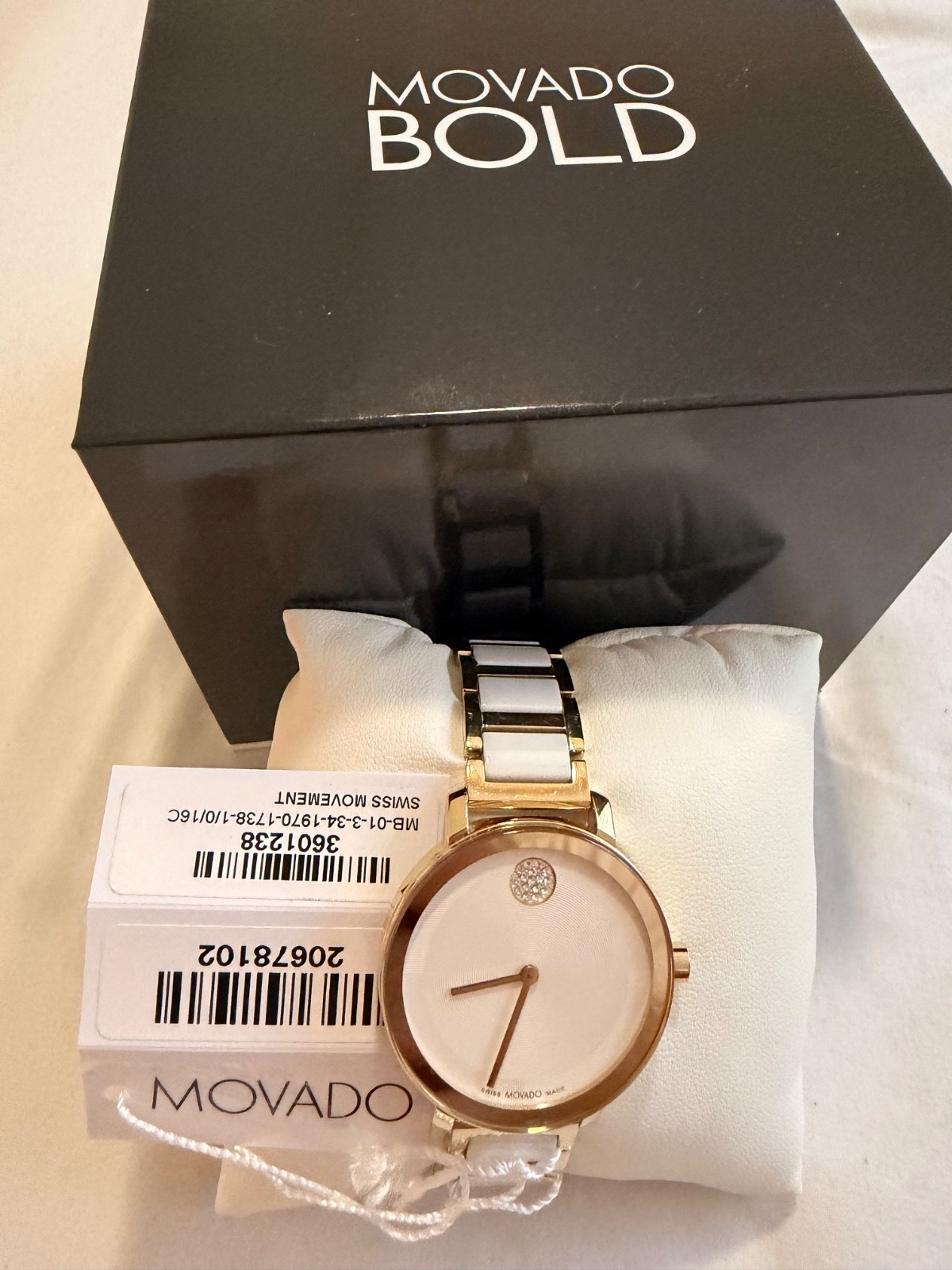 movado womens watch white and gold