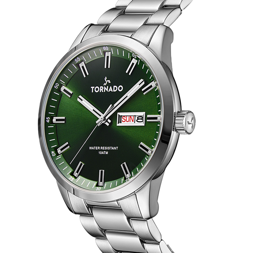 Tornado Spectra Men’s Analog Watch | Green Dial, 43x48mm, 100 m (10 ATM)