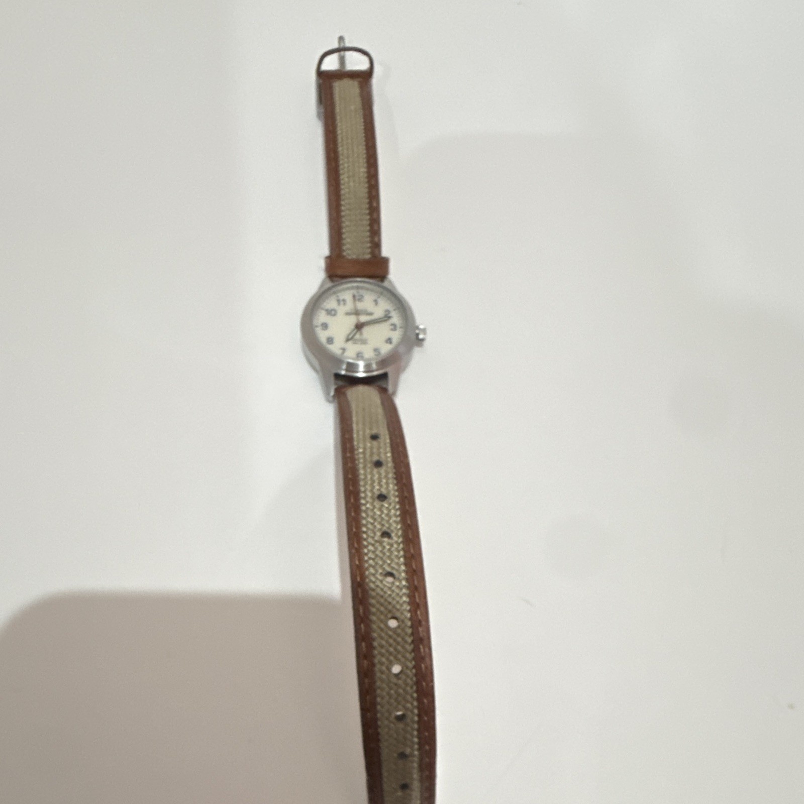 Timex Expedition Quartz 50m White Dial Arabic Brown Leather/Nylon Strap