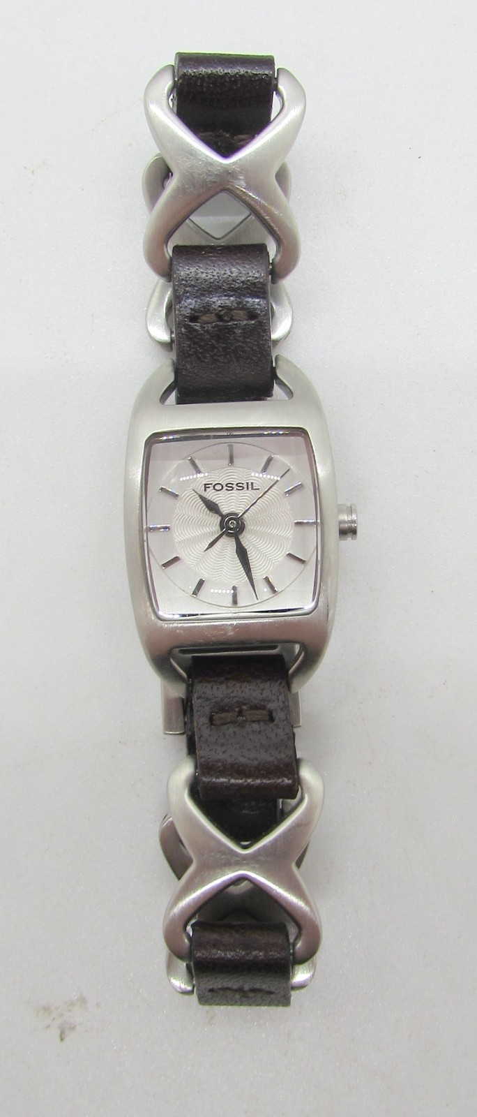 FOSSIL ES-1645 STAINLESS STEEL & LEATHER QUARTZ 17MM WRIST WATCH