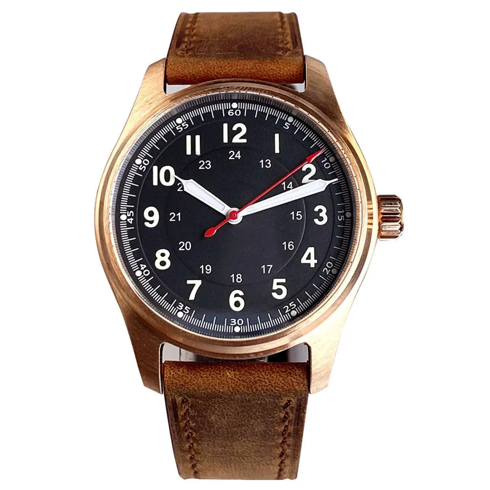 Tandorio 39mm Pilot Full Cusn8 Bronze Japan NH35 Automatic Men Watches 20ATM