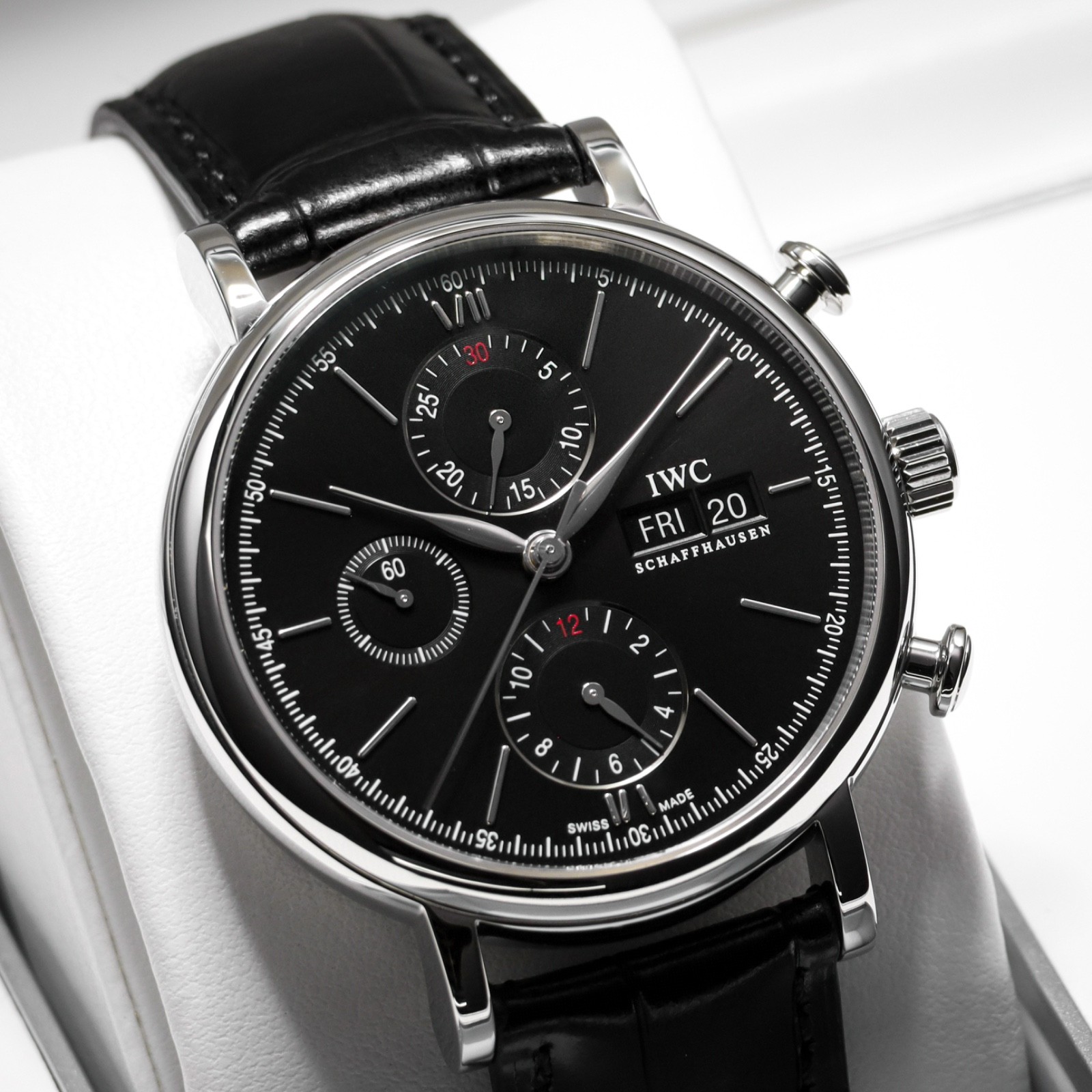 IWC Schaffhausen Portofino [Complete] 42mm Steel Case Black Dial Alligator Strap