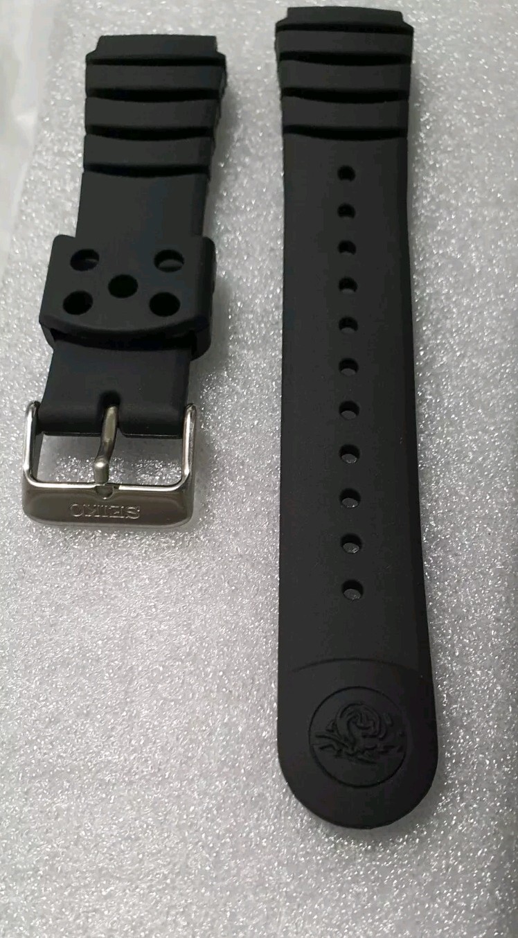 Seiko 4KR3JZR 4KR3NZR Genuine Black Plastic/Resin Strap by Seiko 20mm/2.0cm
