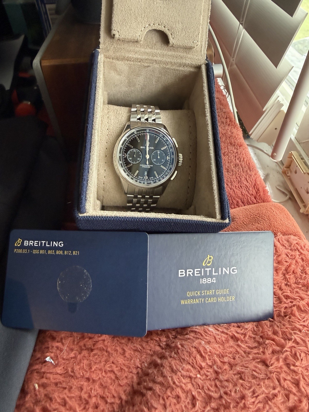 Breitling Premier Automatic Chronograph Black Dial Date Tachymeter Box