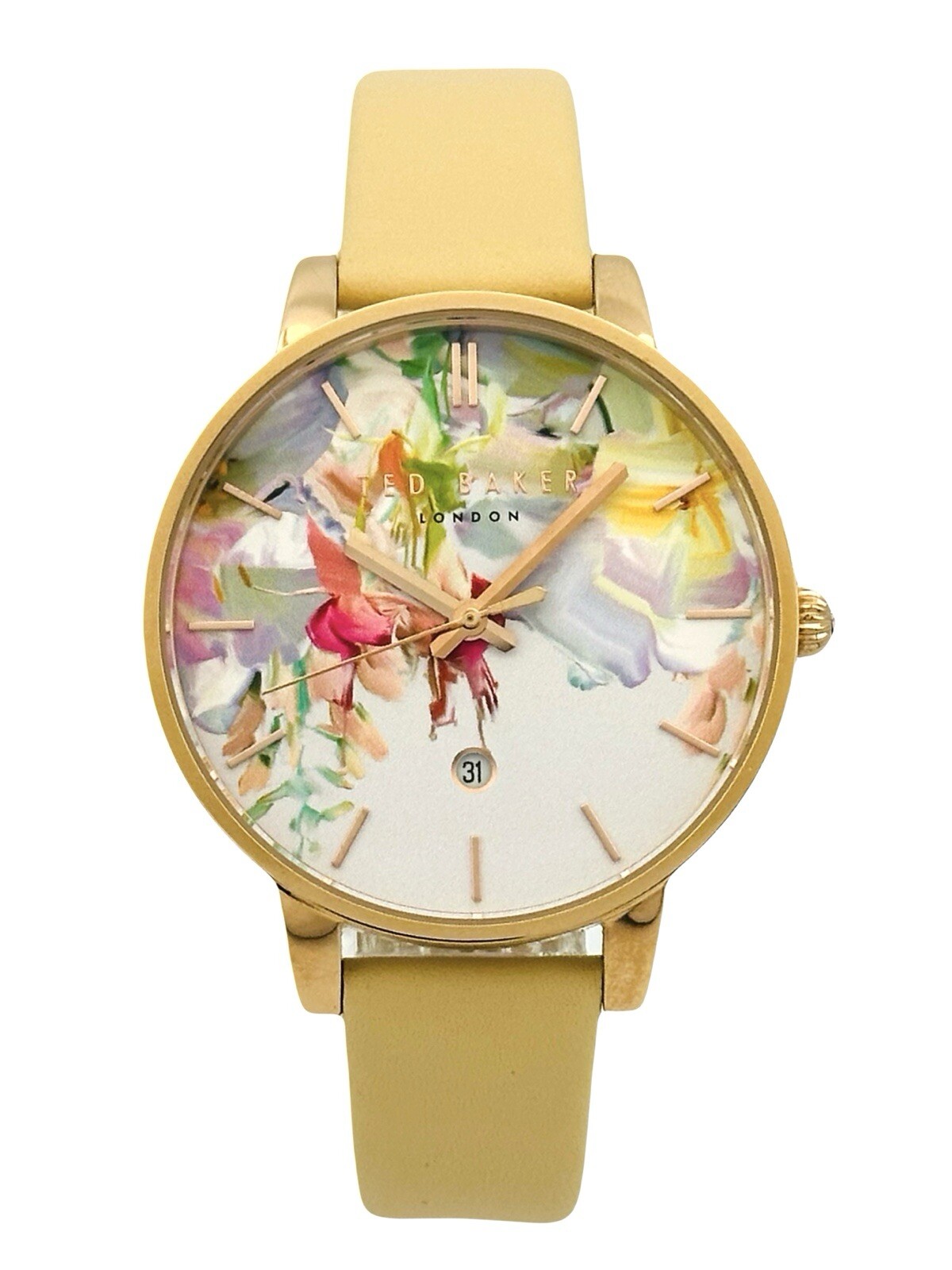 Ted Baker Women’s TE10026453 Multicolour Dial Cream LeatherStrap Rose Gold Watch
