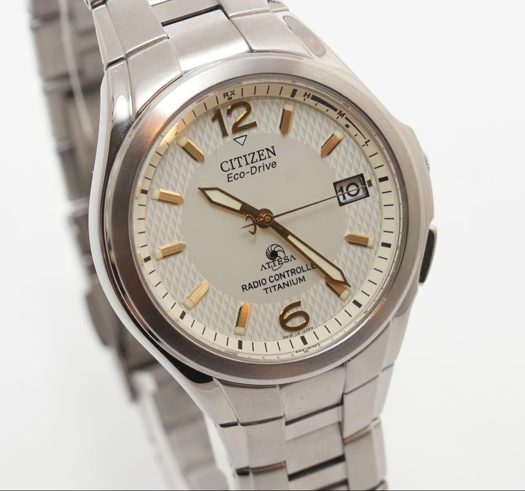Citizen Attesa H410 T003788 Eco Drive Titanium White Watch Solar Rare Working