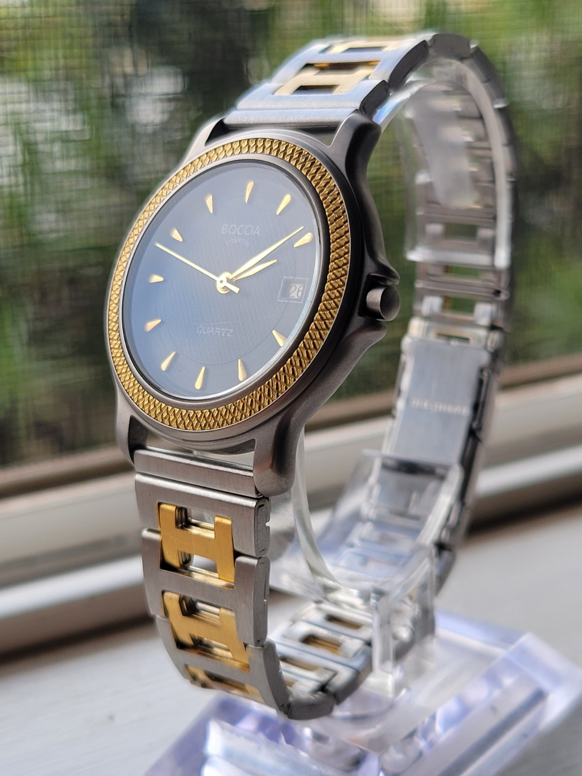 BOCCIA TITANIUM WITH TWO-TONE “H-links” SS CUSTOM BRACELET MENS WATCH