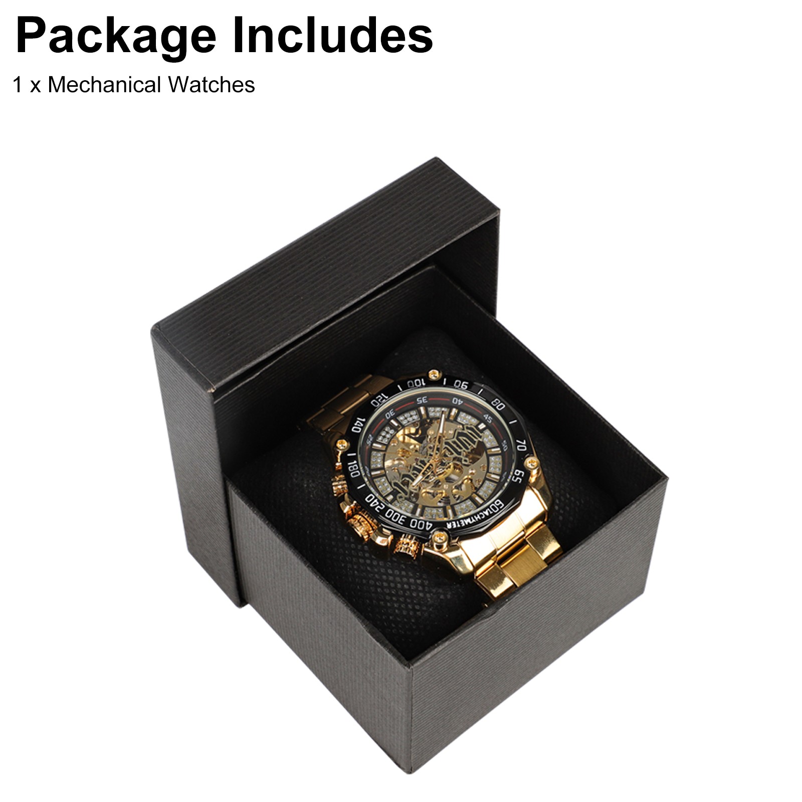 Men’s Classic Waterproof Auto Mechanical Wristwatch Skeleton Dial for Daily Wear