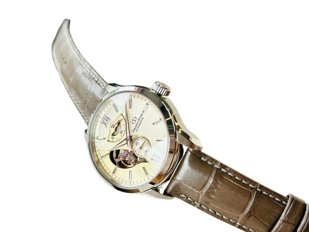 Orient Star Automatic Gold Dial Men’s Watch Power Reserve Leather RK-AV0B10G
