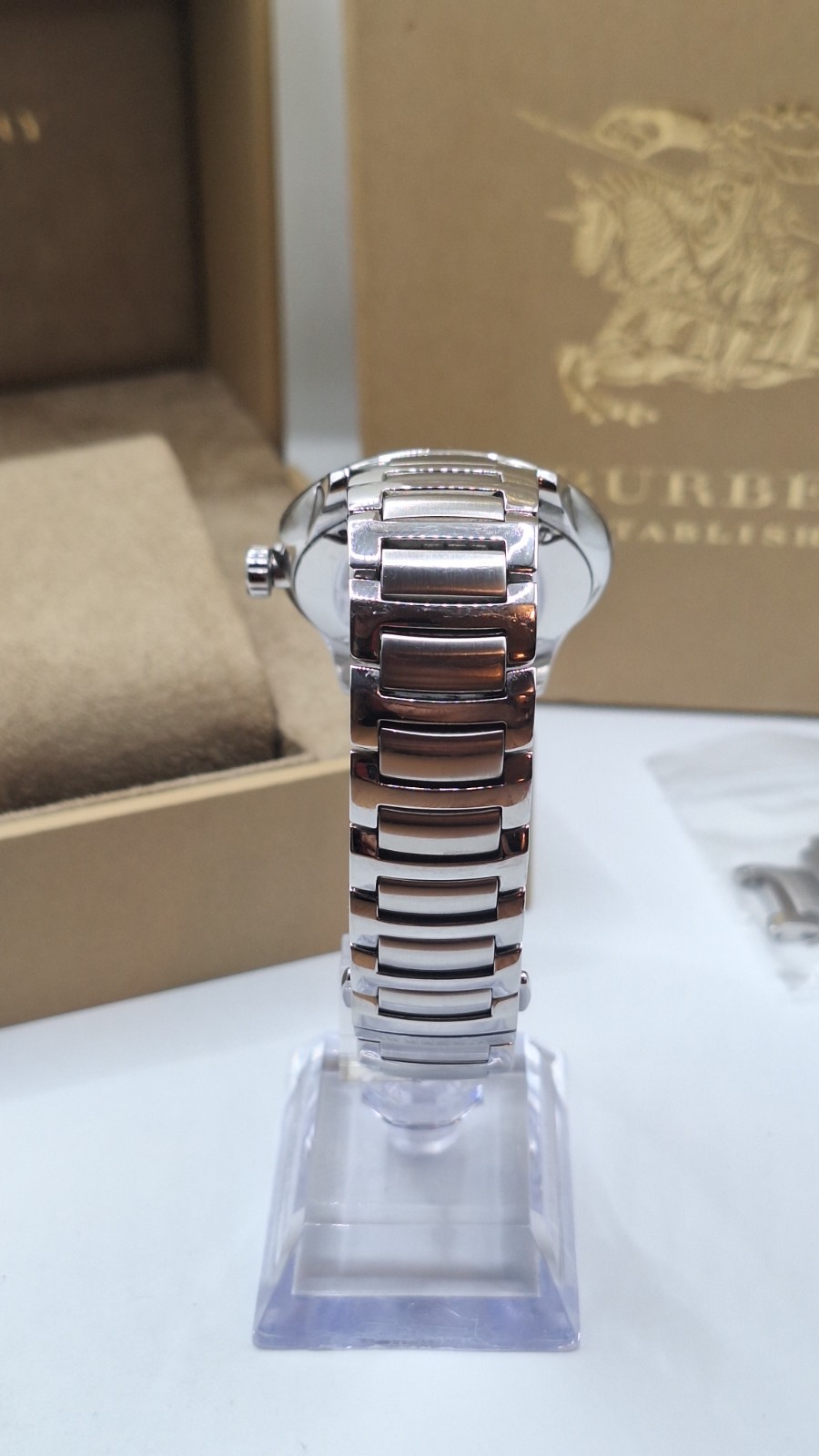 Burberry The Classic Silver Men’s Watch With Tan Coloured Dial BU10004