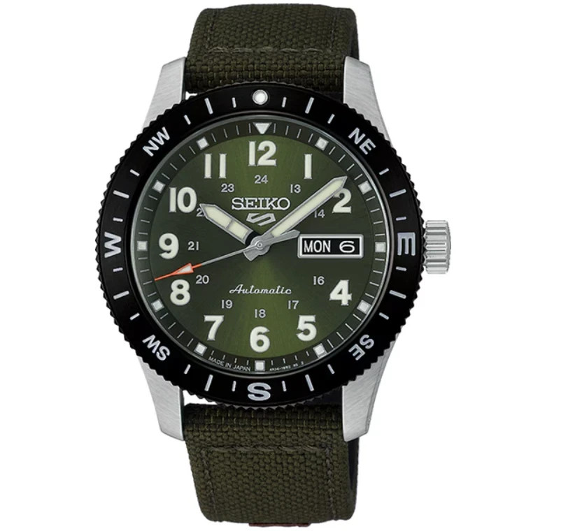 SEIKO 5 Sports HDB008J Field Automatic Khaki Green Dial Nylon Band Compass Bezel