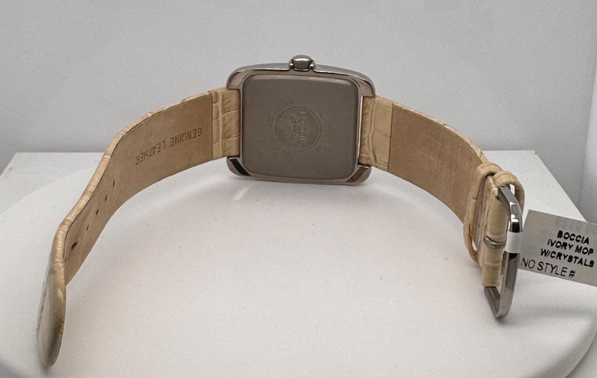 Boccia Titanium Watch with Crystal dial Beige Leather Strap