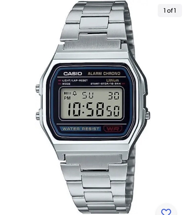 CASIO Men’s Watch A-158W Digital Silver Alarm Micro Light – NEW – Warranty
