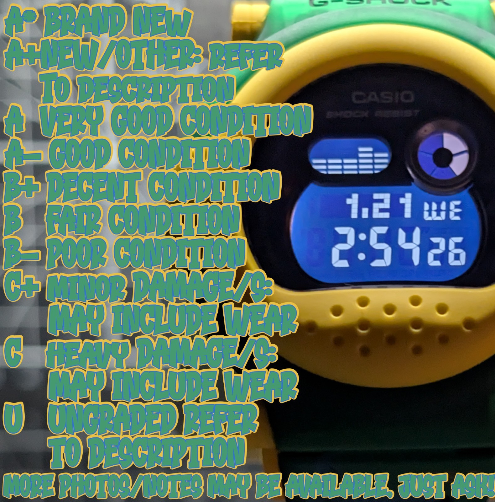 Casio G-Shock G-B001 Bluetooth Jason w/ Detachable Bezel Yellow Green G-B001RG-3
