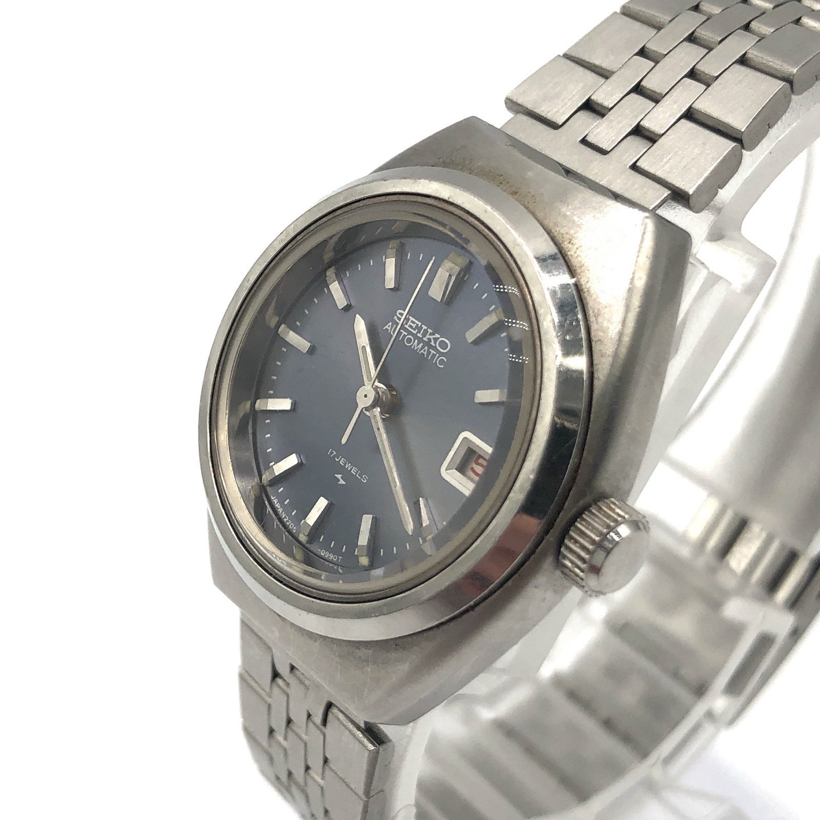 Vintage Seiko Automatic 17 Jewels 2205-0510 Blue Dial Unisex Watch Used