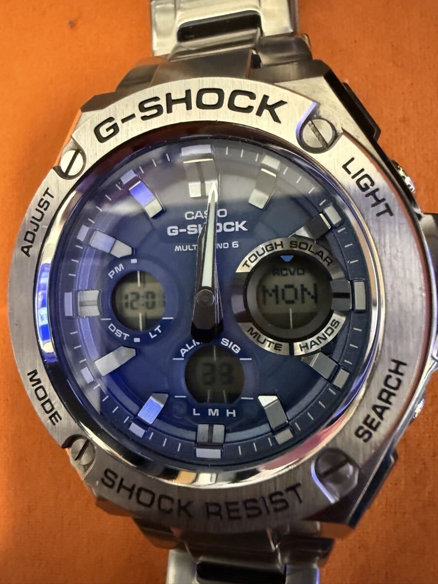 Excellent condition used CASIO G SHOCK G STEEL GST W110D radio solar metal band