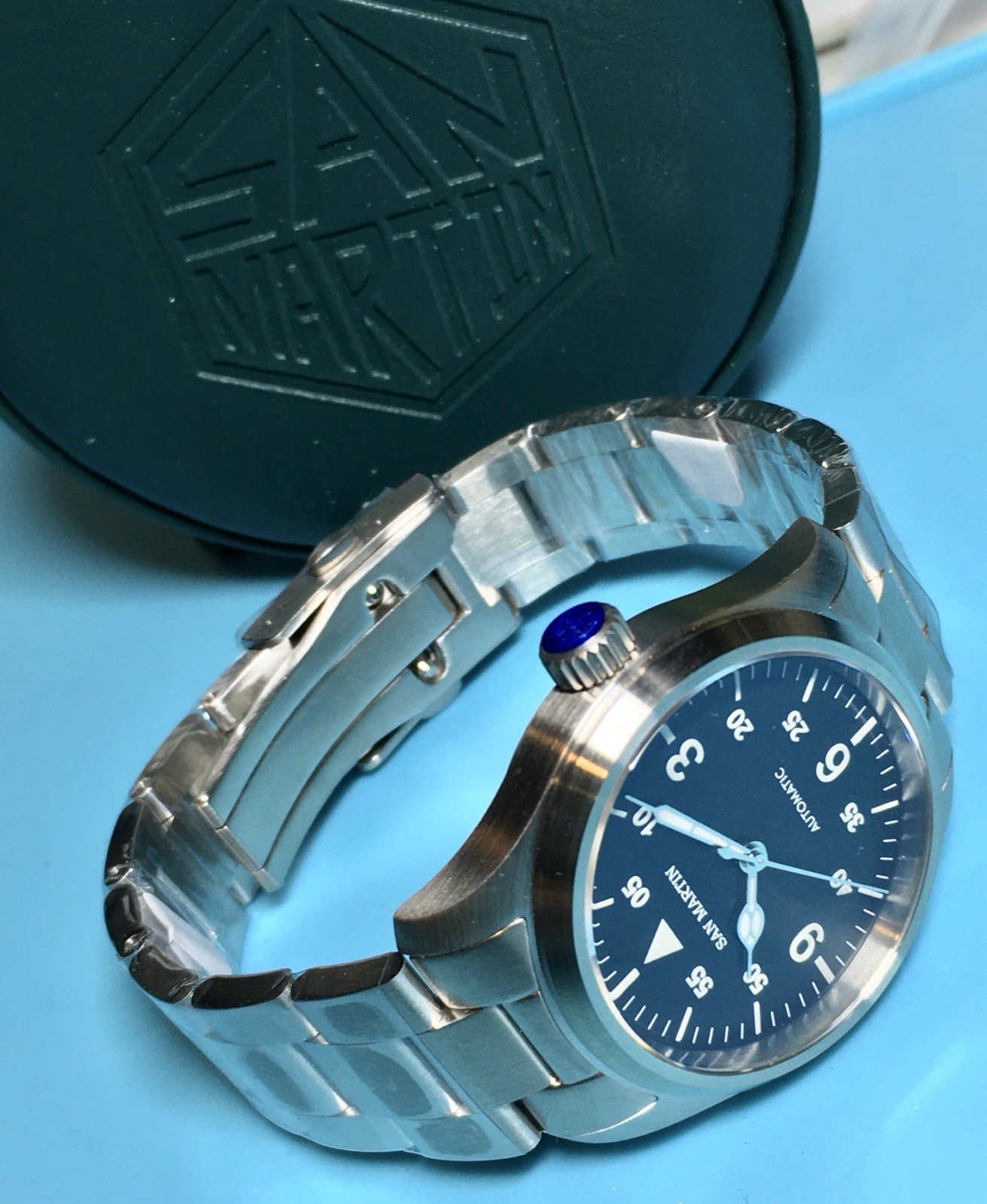 SAN MARTIN FIELD PILOT WATCH BLACK DIAL 37.5MM AR SAPPHIRE STAINLESS STEEL AUTO