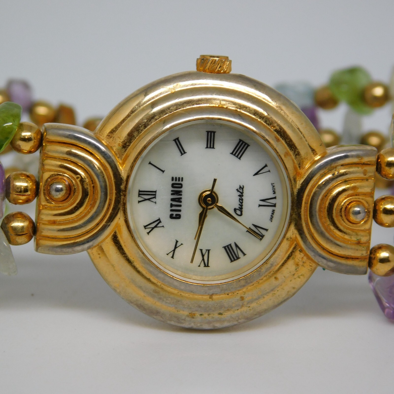 GITANO 4011 Mother-of-Pearl Dial Quartz Analog Women’s Watch Sz. 6″ New Battery