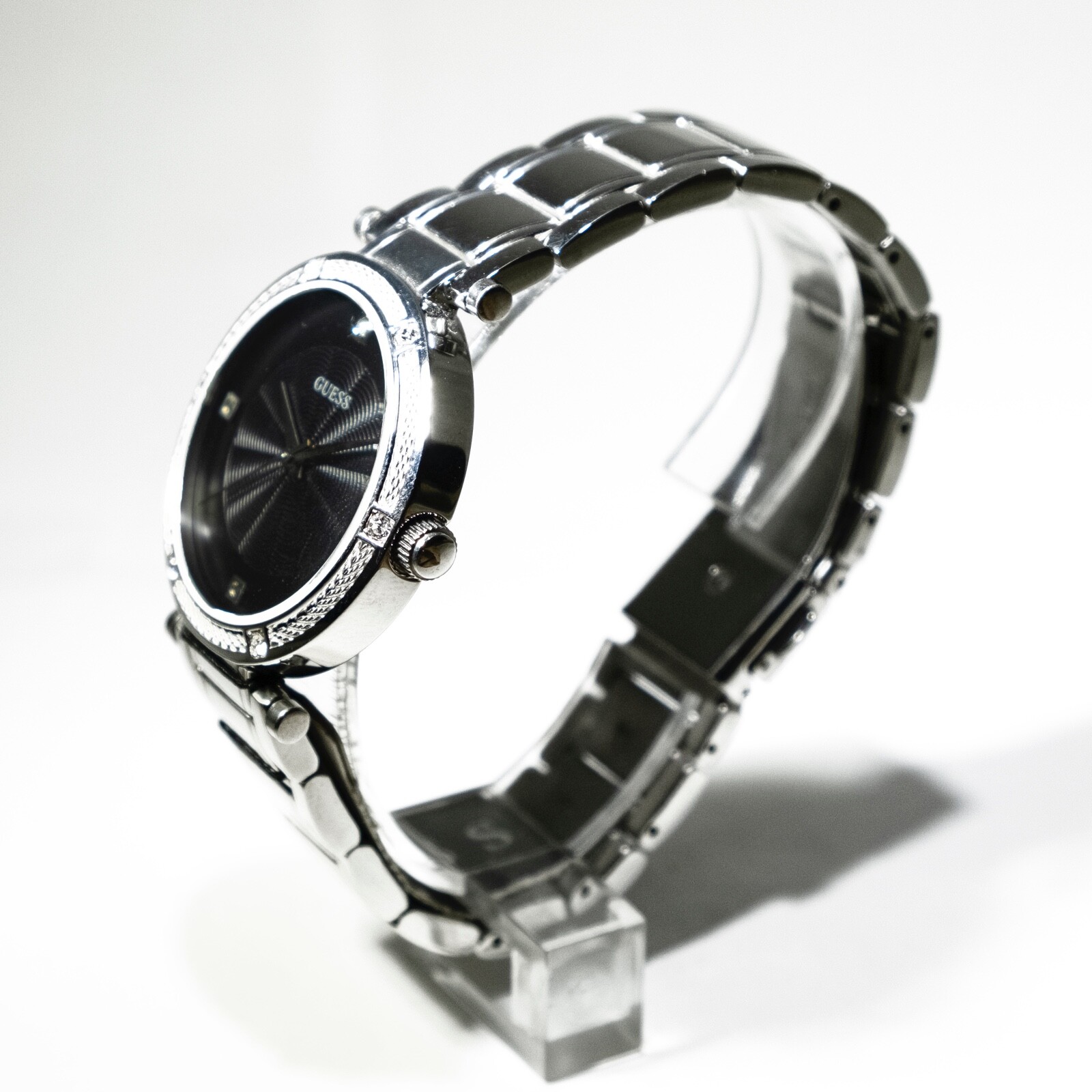 Ladies U0695L1 Stainless Black-Dial Diamonds Guess Watch