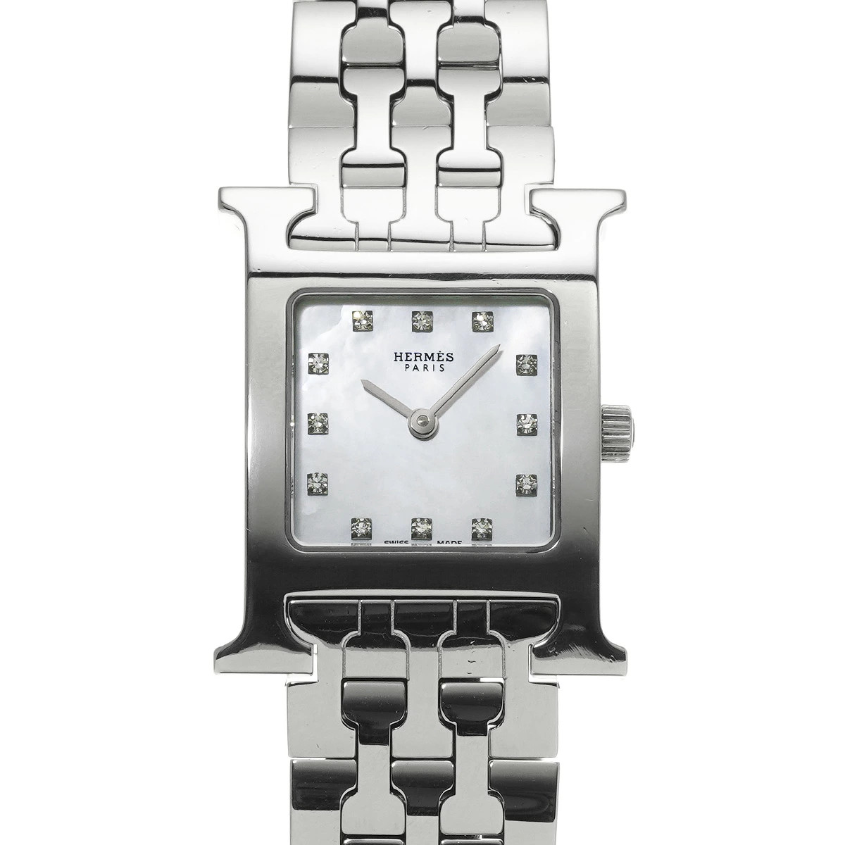 HERMES H-Watch HH1.210 White Case Size 21 x 21 mm Ladies Used Watch #721822